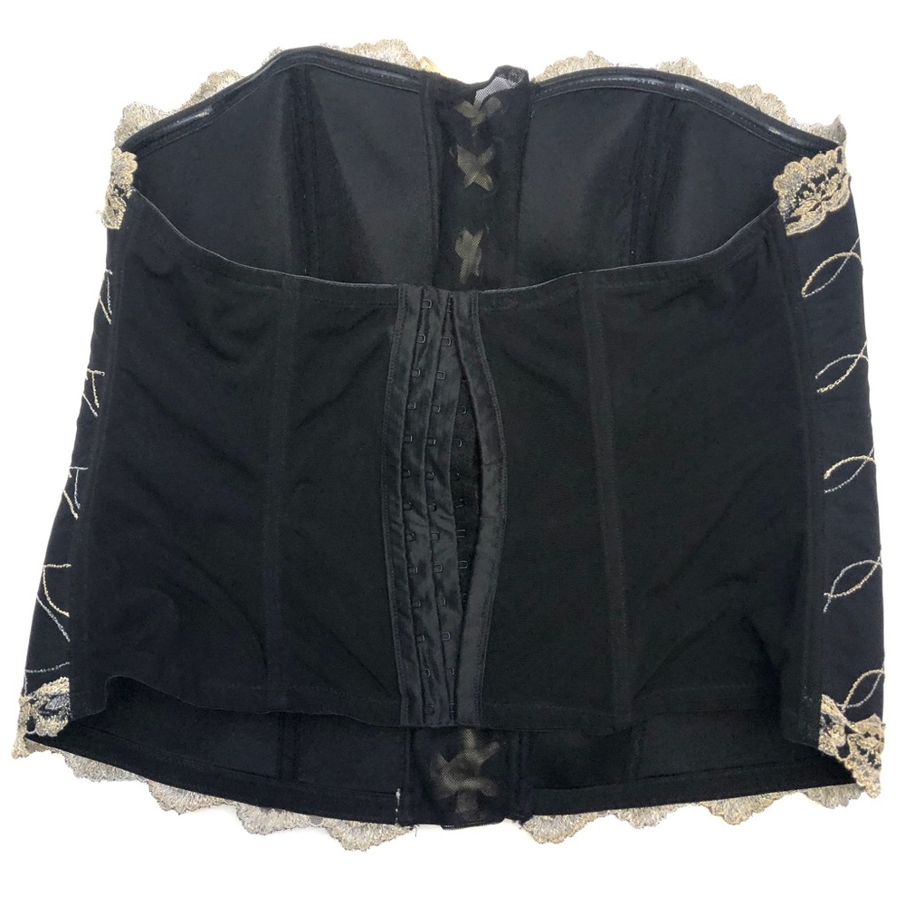 Cacique 22/24 Black Gold Tan Bustier Corset - Picture 2 of 9